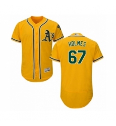 Men's Oakland Athletics #67 Grant Holmes Gold Alternate Flex Base Authentic Collection Baseball Player Jersey