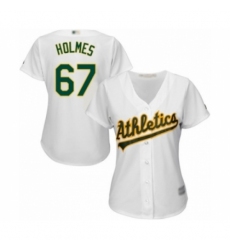 Women's Oakland Athletics #67 Grant Holmes Authentic White Home Cool Base Baseball Player Jersey