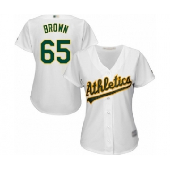 Women's Oakland Athletics #65 Seth Brown Authentic White Home Cool Base Baseball Player Jersey Women's Oakland Athletics #65 Seth Brown Authentic White Home Cool Base Baseball Player Jersey
