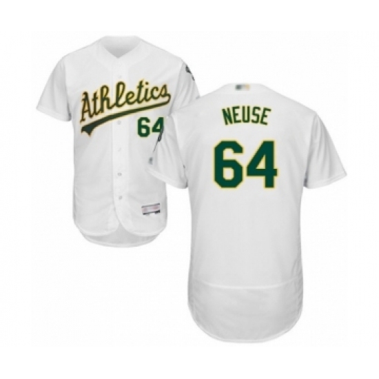 Men's Oakland Athletics #64 Sheldon Neuse White Home Flex Base Authentic Collection Baseball Player Jersey Men's Oakland Athletics #64 Sheldon Neuse White Home Flex Base Authentic Collection Baseball Player Jersey