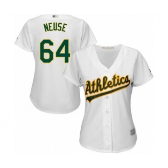 Women's Oakland Athletics #64 Sheldon Neuse Authentic White Home Cool Base Baseball Player Jersey Women's Oakland Athletics #64 Sheldon Neuse Authentic White Home Cool Base Baseball Player Jersey