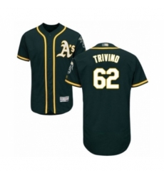 Men's Oakland Athletics #62 Lou Trivino Green Alternate Flex Base Authentic Collection Baseball Player Jersey
