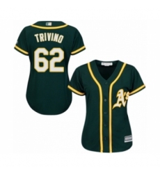 Women's Oakland Athletics #62 Lou Trivino Authentic Green Alternate 1 Cool Base Baseball Player Jersey