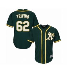 Youth Oakland Athletics #62 Lou Trivino Authentic Green Alternate 1 Cool Base Baseball Player Jersey