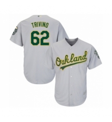 Youth Oakland Athletics #62 Lou Trivino Authentic Grey Road Cool Base Baseball Player Jersey