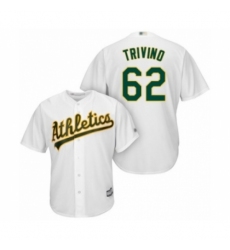 Youth Oakland Athletics #62 Lou Trivino Authentic White Home Cool Base Baseball Player Jersey
