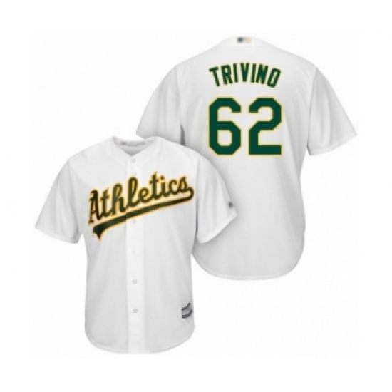 Youth Oakland Athletics #62 Lou Trivino Authentic White Home Cool Base Baseball Player Jersey Youth Oakland Athletics #62 Lou Trivino Authentic White Home Cool Base Baseball Player Jersey