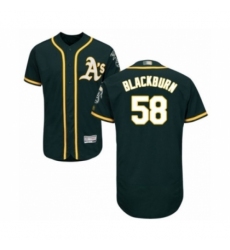 Men's Oakland Athletics #58 Paul Blackburn Green Alternate Flex Base Authentic Collection Baseball Player Jersey Men's Oakland Athletics #58 Paul Blackburn Green Alternate Flex Base Authentic Collection Baseball Player Jersey