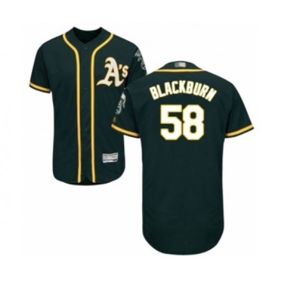 Men's Oakland Athletics #58 Paul Blackburn Green Alternate Flex Base Authentic Collection Baseball Player Jersey Men's Oakland Athletics #58 Paul Blackburn Green Alternate Flex Base Authentic Collection Baseball Player Jersey