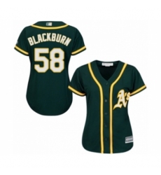 Women's Oakland Athletics #58 Paul Blackburn Authentic Green Alternate 1 Cool Base Baseball Player Jersey Women's Oakland Athletics #58 Paul Blackburn Authentic Green Alternate 1 Cool Base Baseball Player Jersey