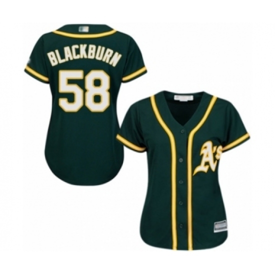 Women's Oakland Athletics #58 Paul Blackburn Authentic Green Alternate 1 Cool Base Baseball Player Jersey Women's Oakland Athletics #58 Paul Blackburn Authentic Green Alternate 1 Cool Base Baseball Player Jersey