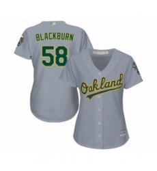 Women's Oakland Athletics #58 Paul Blackburn Authentic Grey Road Cool Base Baseball Player Jersey Women's Oakland Athletics #58 Paul Blackburn Authentic Grey Road Cool Base Baseball Player Jersey
