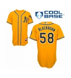 Youth Oakland Athletics #58 Paul Blackburn Authentic Gold Alternate 2 Cool Base Baseball Player Jersey Youth Oakland Athletics #58 Paul Blackburn Authentic Gold Alternate 2 Cool Base Baseball Player Jersey