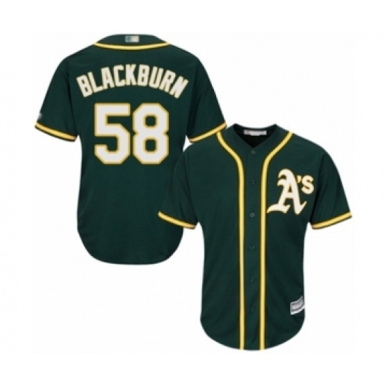 Youth Oakland Athletics #58 Paul Blackburn Authentic Green Alternate 1 Cool Base Baseball Player Jersey Youth Oakland Athletics #58 Paul Blackburn Authentic Green Alternate 1 Cool Base Baseball Player Jersey