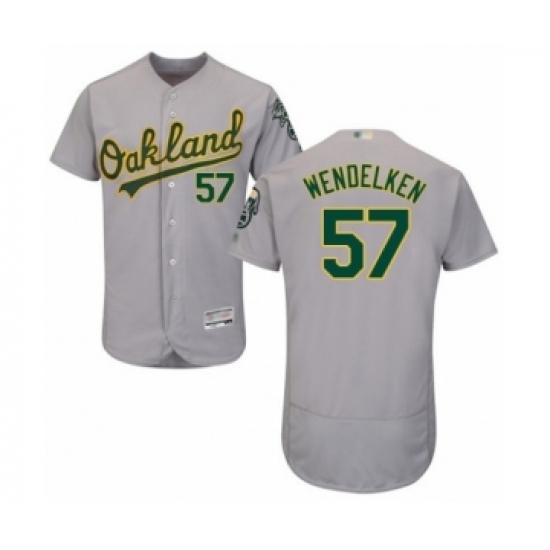 Men's Oakland Athletics #57 J.B. Wendelken Grey Road Flex Base Authentic Collection Baseball Player Jersey Men's Oakland Athletics #57 J.B. Wendelken Grey Road Flex Base Authentic Collection Baseball Player Jersey