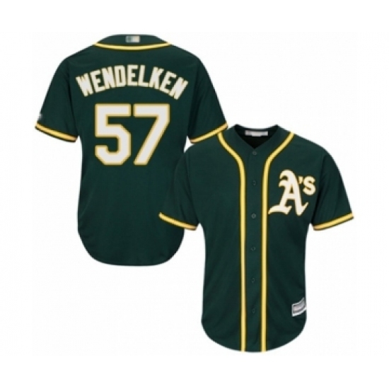 Youth Oakland Athletics #57 J.B. Wendelken Authentic Green Alternate 1 Cool Base Baseball Player Jersey Youth Oakland Athletics #57 J.B. Wendelken Authentic Green Alternate 1 Cool Base Baseball Player Jersey