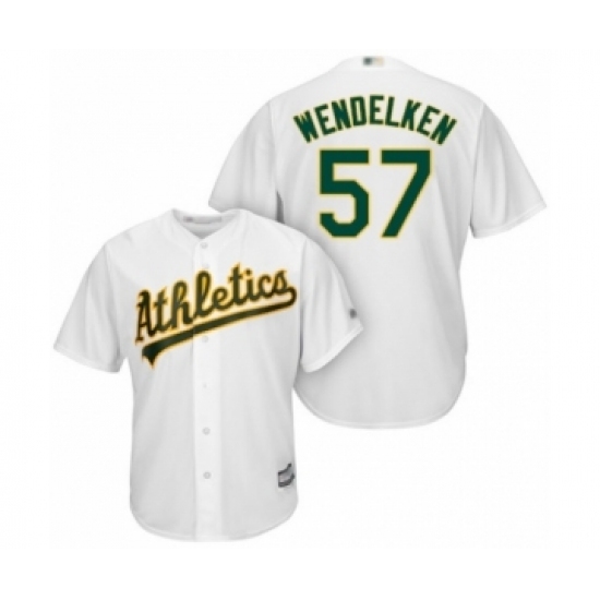 Youth Oakland Athletics #57 J.B. Wendelken Authentic White Home Cool Base Baseball Player Jersey Youth Oakland Athletics #57 J.B. Wendelken Authentic White Home Cool Base Baseball Player Jersey