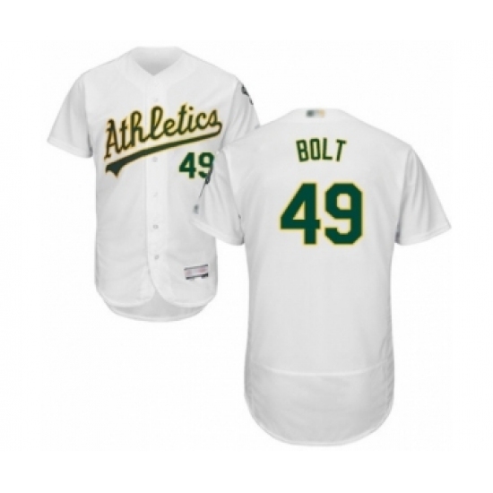 Men's Oakland Athletics #49 Skye Bolt White Home Flex Base Authentic Collection Baseball Player Jersey Men's Oakland Athletics #49 Skye Bolt White Home Flex Base Authentic Collection Baseball Player Jersey