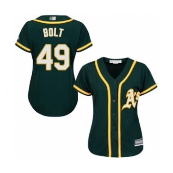 Women's Oakland Athletics #49 Skye Bolt Authentic Green Alternate 1 Cool Base Baseball Player Jersey Women's Oakland Athletics #49 Skye Bolt Authentic Green Alternate 1 Cool Base Baseball Player Jersey