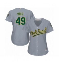 Women's Oakland Athletics #49 Skye Bolt Authentic Grey Road Cool Base Baseball Player Jersey Women's Oakland Athletics #49 Skye Bolt Authentic Grey Road Cool Base Baseball Player Jersey