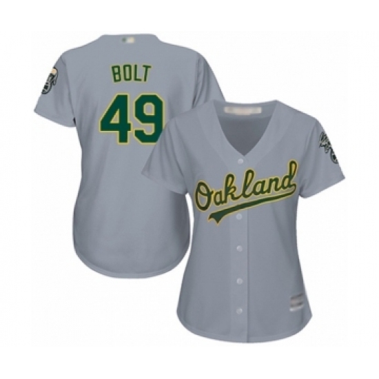 Women's Oakland Athletics #49 Skye Bolt Authentic Grey Road Cool Base Baseball Player Jersey Women's Oakland Athletics #49 Skye Bolt Authentic Grey Road Cool Base Baseball Player Jersey