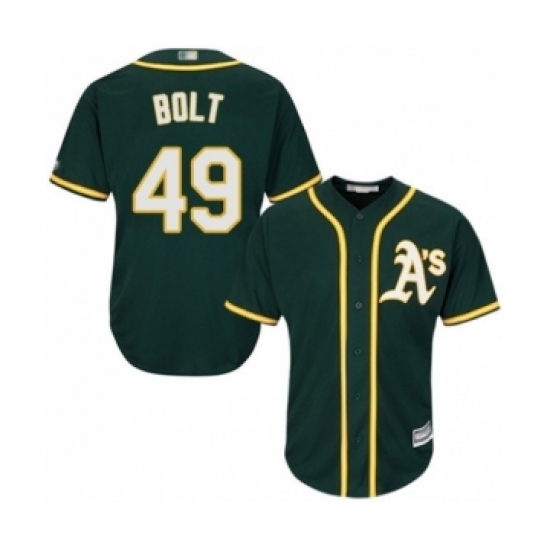 Youth Oakland Athletics #49 Skye Bolt Authentic Green Alternate 1 Cool Base Baseball Player Jersey Youth Oakland Athletics #49 Skye Bolt Authentic Green Alternate 1 Cool Base Baseball Player Jersey
