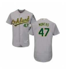 Men's Oakland Athletics #47 Frankie Montas Grey Road Flex Base Authentic Collection Baseball Player Jersey