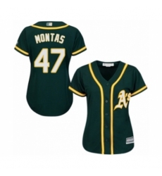 Women's Oakland Athletics #47 Frankie Montas Authentic Green Alternate 1 Cool Base Baseball Player Jersey