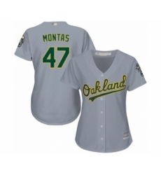 Women's Oakland Athletics #47 Frankie Montas Authentic Grey Road Cool Base Baseball Player Jersey