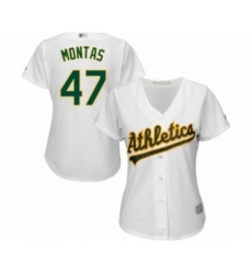 Women's Oakland Athletics #47 Frankie Montas Authentic White Home Cool Base Baseball Player Jersey