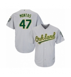 Youth Oakland Athletics #47 Frankie Montas Authentic Grey Road Cool Base Baseball Player Jersey