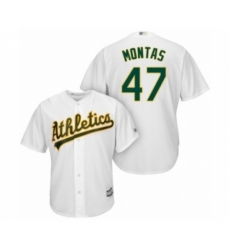 Youth Oakland Athletics #47 Frankie Montas Authentic White Home Cool Base Baseball Player Jersey