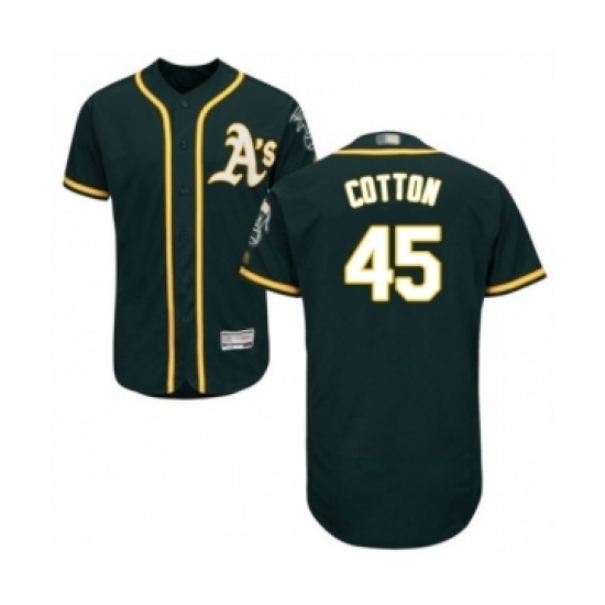 Men's Oakland Athletics #45 Jharel Cotton Green Alternate Flex Base Authentic Collection Baseball Player Jersey Men's Oakland Athletics #45 Jharel Cotton Green Alternate Flex Base Authentic Collection Baseball Player Jersey
