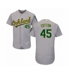 Men's Oakland Athletics #45 Jharel Cotton Grey Road Flex Base Authentic Collection Baseball Player Jersey Men's Oakland Athletics #45 Jharel Cotton Grey Road Flex Base Authentic Collection Baseball Player Jersey