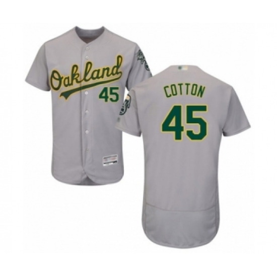 Men's Oakland Athletics #45 Jharel Cotton Grey Road Flex Base Authentic Collection Baseball Player Jersey Men's Oakland Athletics #45 Jharel Cotton Grey Road Flex Base Authentic Collection Baseball Player Jersey