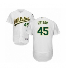 Men's Oakland Athletics #45 Jharel Cotton White Home Flex Base Authentic Collection Baseball Player Jersey Men's Oakland Athletics #45 Jharel Cotton White Home Flex Base Authentic Collection Baseball Player Jersey