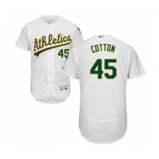 Men's Oakland Athletics #45 Jharel Cotton White Home Flex Base Authentic Collection Baseball Player Jersey Men's Oakland Athletics #45 Jharel Cotton White Home Flex Base Authentic Collection Baseball Player Jersey