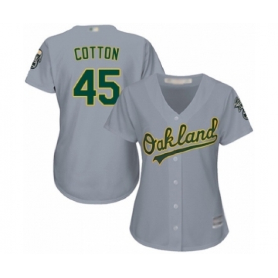 Women's Oakland Athletics #45 Jharel Cotton Authentic Grey Road Cool Base Baseball Player Jersey Women's Oakland Athletics #45 Jharel Cotton Authentic Grey Road Cool Base Baseball Player Jersey