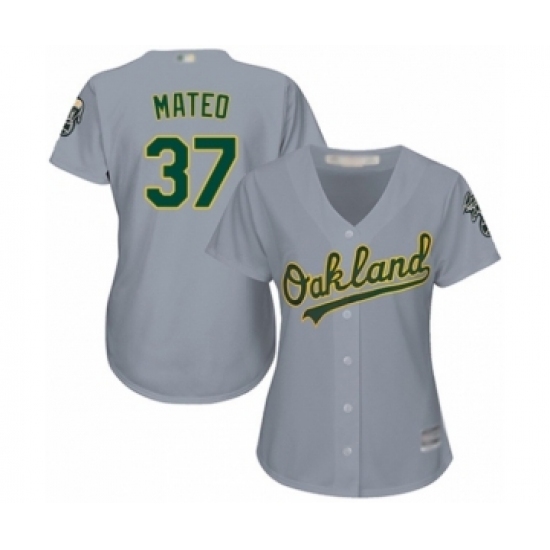 Women's Oakland Athletics #37 Jorge Mateo Authentic Grey Road Cool Base Baseball Player Jersey Women's Oakland Athletics #37 Jorge Mateo Authentic Grey Road Cool Base Baseball Player Jersey