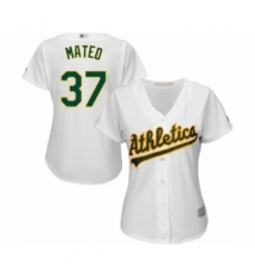 Women's Oakland Athletics #37 Jorge Mateo Authentic White Home Cool Base Baseball Player Jersey Women's Oakland Athletics #37 Jorge Mateo Authentic White Home Cool Base Baseball Player Jersey