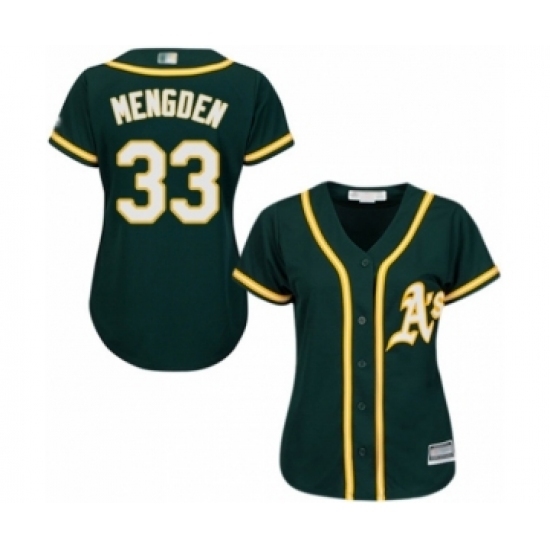 Women's Oakland Athletics #33 Daniel Mengden Authentic Green Alternate 1 Cool Base Baseball Player Jersey Women's Oakland Athletics #33 Daniel Mengden Authentic Green Alternate 1 Cool Base Baseball Player Jersey