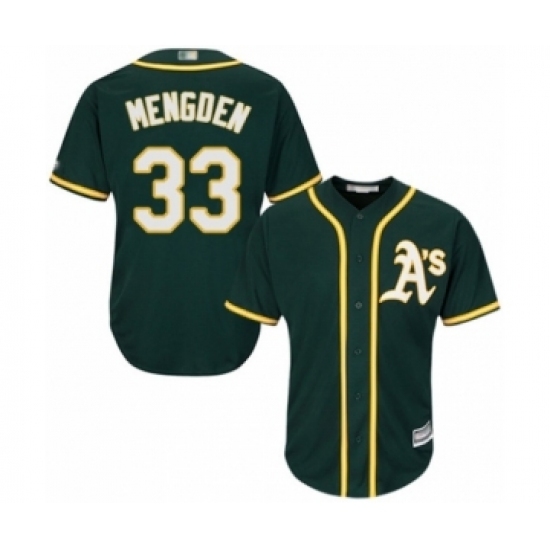 Youth Oakland Athletics #33 Daniel Mengden Authentic Green Alternate 1 Cool Base Baseball Player Jersey Youth Oakland Athletics #33 Daniel Mengden Authentic Green Alternate 1 Cool Base Baseball Player Jersey