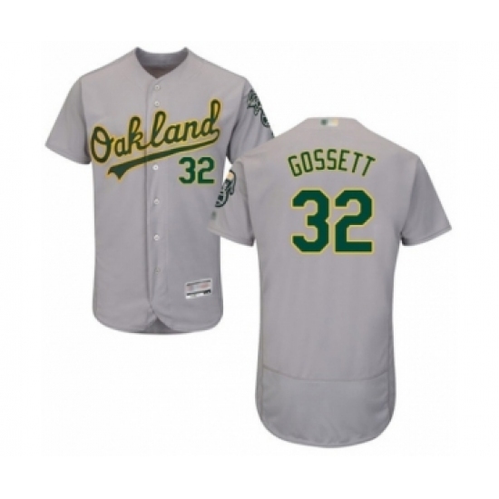 Men's Oakland Athletics #32 Daniel Gossett Grey Road Flex Base Authentic Collection Baseball Player Jersey Men's Oakland Athletics #32 Daniel Gossett Grey Road Flex Base Authentic Collection Baseball Player Jersey