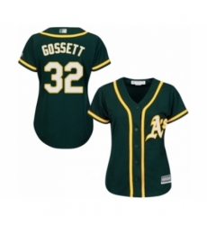 Women's Oakland Athletics #32 Daniel Gossett Authentic Green Alternate 1 Cool Base Baseball Player Jersey Women's Oakland Athletics #32 Daniel Gossett Authentic Green Alternate 1 Cool Base Baseball Player Jersey