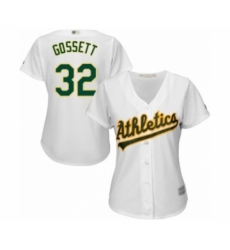 Women's Oakland Athletics #32 Daniel Gossett Authentic White Home Cool Base Baseball Player Jersey Women's Oakland Athletics #32 Daniel Gossett Authentic White Home Cool Base Baseball Player Jersey