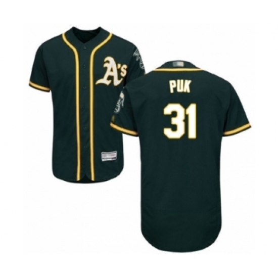Men's Oakland Athletics #31 A.J. Puk Green Alternate Flex Base Authentic Collection Baseball Player Jersey Men's Oakland Athletics #31 A.J. Puk Green Alternate Flex Base Authentic Collection Baseball Player Jersey