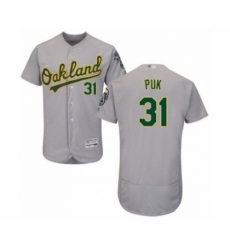 Men's Oakland Athletics #31 A.J. Puk Grey Road Flex Base Authentic Collection Baseball Player Jersey Men's Oakland Athletics #31 A.J. Puk Grey Road Flex Base Authentic Collection Baseball Player Jersey