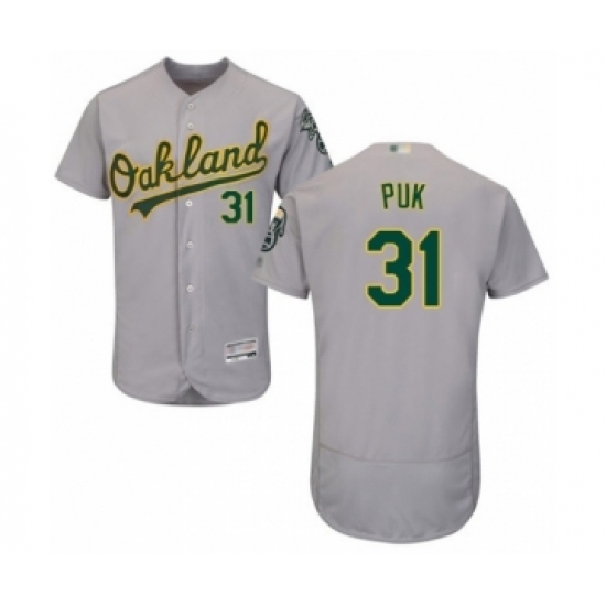Men's Oakland Athletics #31 A.J. Puk Grey Road Flex Base Authentic Collection Baseball Player Jersey Men's Oakland Athletics #31 A.J. Puk Grey Road Flex Base Authentic Collection Baseball Player Jersey
