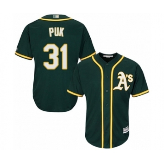 Youth Oakland Athletics #31 A.J. Puk Authentic Green Alternate 1 Cool Base Baseball Player Jersey Youth Oakland Athletics #31 A.J. Puk Authentic Green Alternate 1 Cool Base Baseball Player Jersey