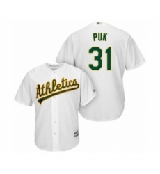 Youth Oakland Athletics #31 A.J. Puk Authentic White Home Cool Base Baseball Player Jersey Youth Oakland Athletics #31 A.J. Puk Authentic White Home Cool Base Baseball Player Jersey
